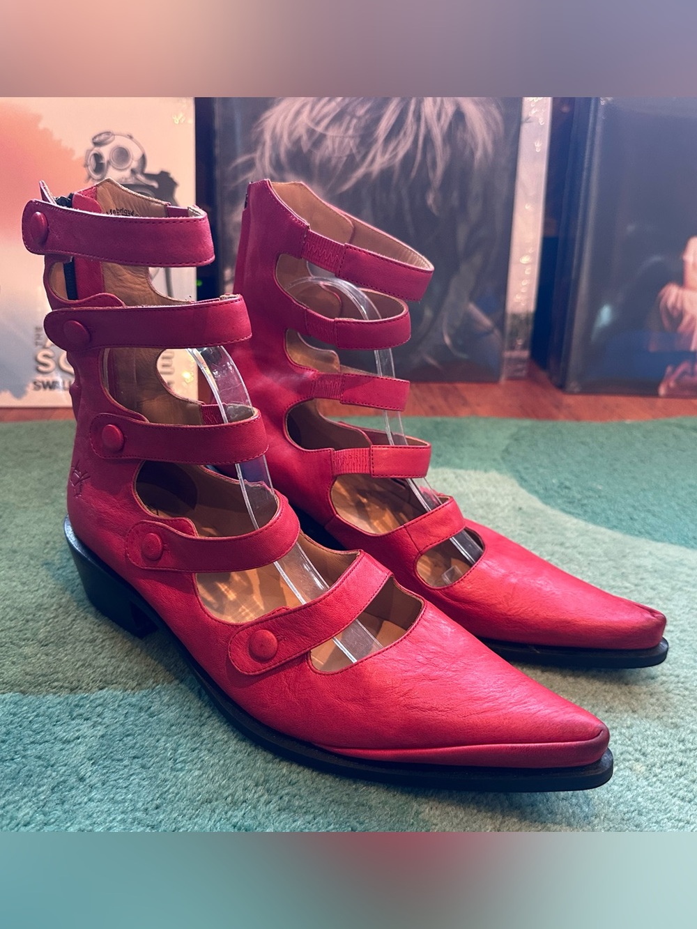 Fluevog EXCELLENT Wrappings Complex red strappy gladiator loafer-9.5 (fits 9)